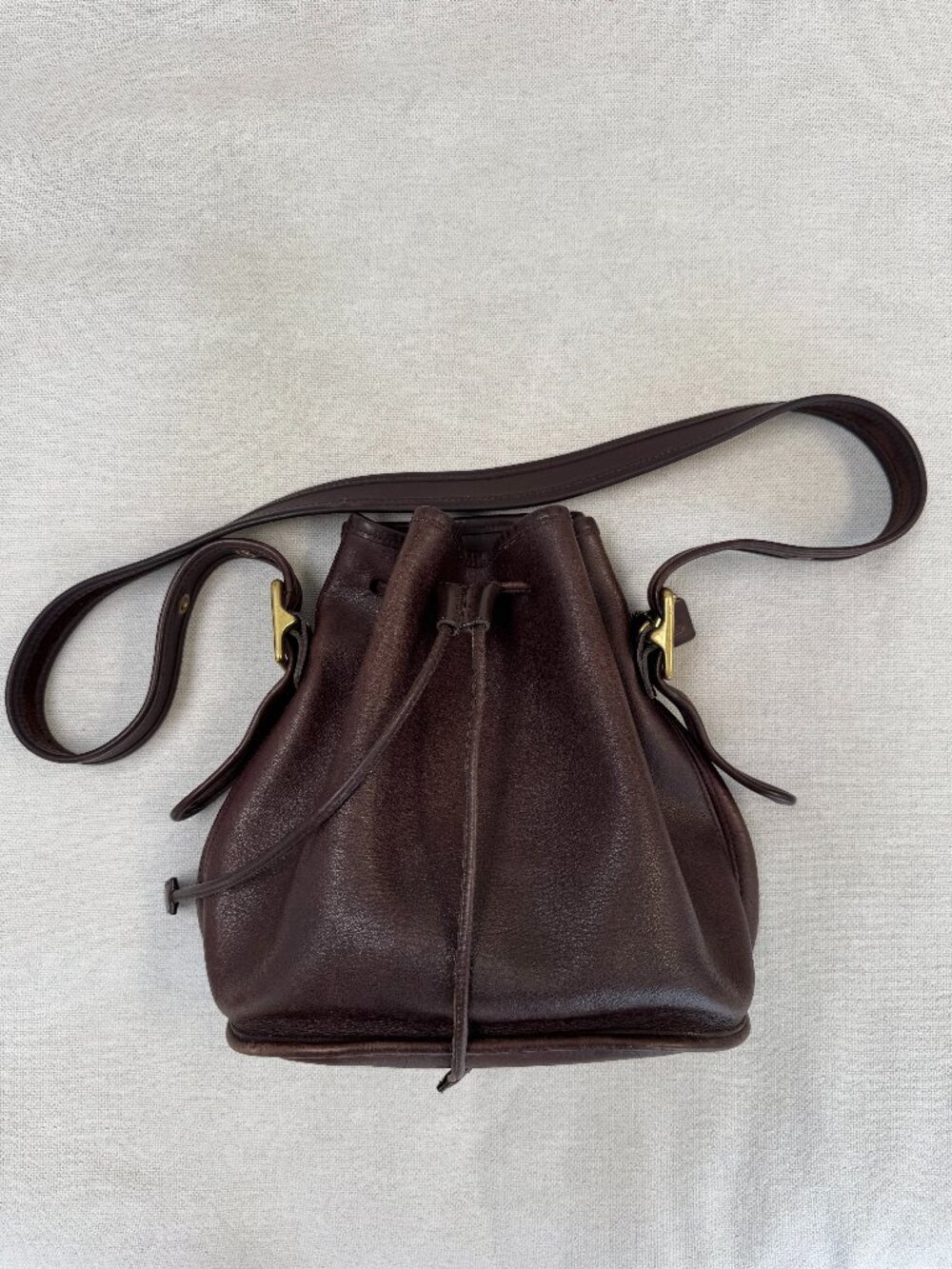 Coach 9952 Vintage Brown Leather Drawstring Bucket Bag
